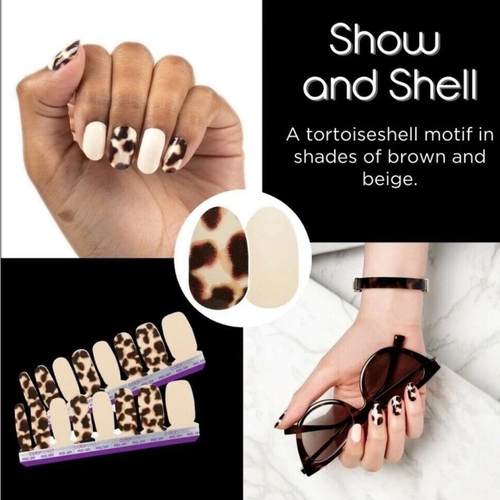 Color Street Tortoiseshell Press-On Nails in Beige & Brown